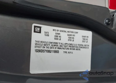 2006 Cadillac Dts z USA, uszkodzony, nr VIN 1G6KD57Y86V118663